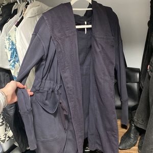Free people oversized navy hooded jacket